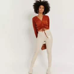 JEANS Leggingsit>Daysie high waist thermoleggingsit vaalea beige