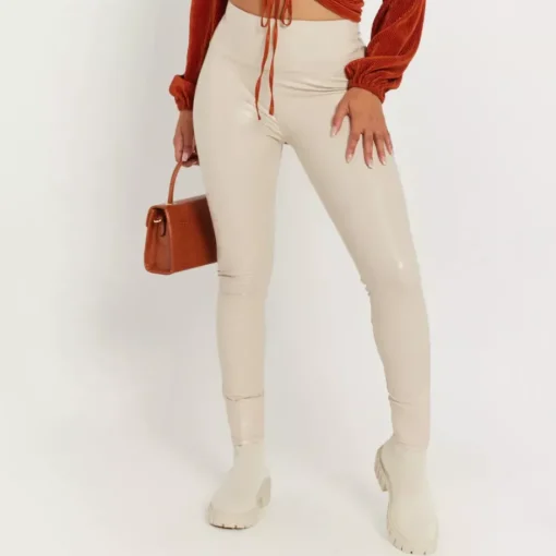 JEANS Leggingsit>Daysie high waist thermoleggingsit vaalea beige