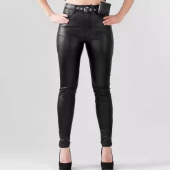 JEANS Housut>Denim Life Shine Coated housut vyöllä musta