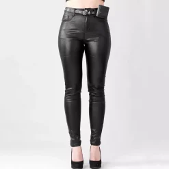 JEANS Housut>Denim Life Shine Coated housut vyöllä musta