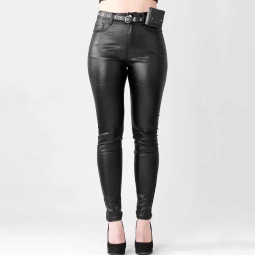 JEANS Housut>Denim Life Shine Coated housut vyöllä musta