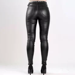 JEANS Housut></noscript>Denim Life Shine Coated housut vyöllä musta