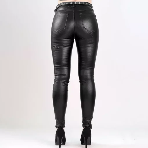 JEANS Housut>Denim Life Shine Coated housut vyöllä musta