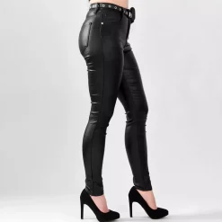 JEANS Housut></noscript>Denim Life Shine Coated housut vyöllä musta