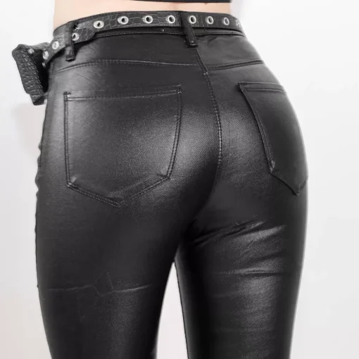 JEANS Housut>Denim Life Shine Coated housut vyöllä musta