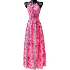 JEANS Maksimekot>Elle Carina Snakeprint mekko pinkki