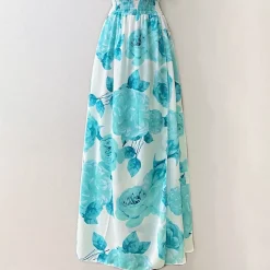 JEANS Maksimekot></noscript>Elle Carina turkoosikukkainen mekko