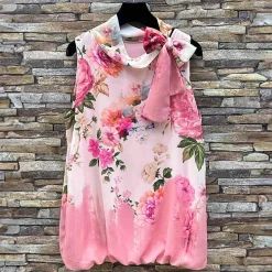 JEANS Lyhythihaiset Paidat Ja Topit>Elle Kora kukkakuvioinen toppi pinkki