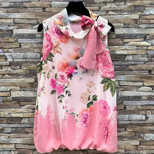 JEANS Lyhythihaiset Paidat Ja Topit>Elle Kora kukkakuvioinen toppi pinkki