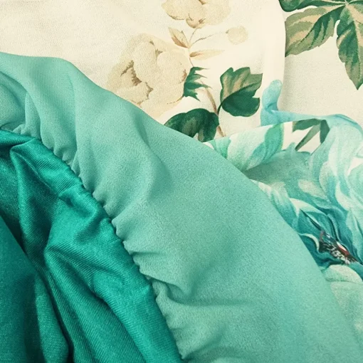 JEANS Lyhythihaiset Paidat Ja Topit>Elle Kora kukkakuvioinen toppi turkoosi