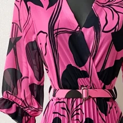 JEANS Maksimekot>Elle Lisa kuvioitu mekko vyöllä pinkki