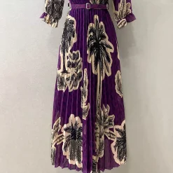 JEANS Maksimekot></noscript>Elle Lisa kuvioitu mekko vyöllä purppura