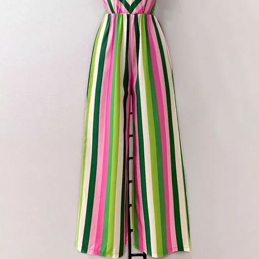 JEANS Jumpsuit-haalarit>Elle Olivia raidallinen jumpsuit vihreä