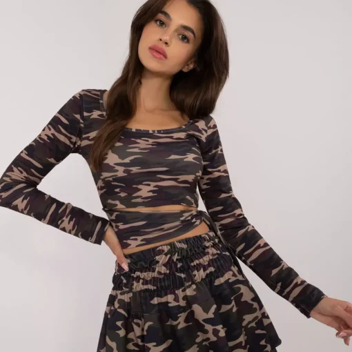 JEANS Pitkähihaiset Paidat>Fame Fashion Zara Crop paita maastokuvio
