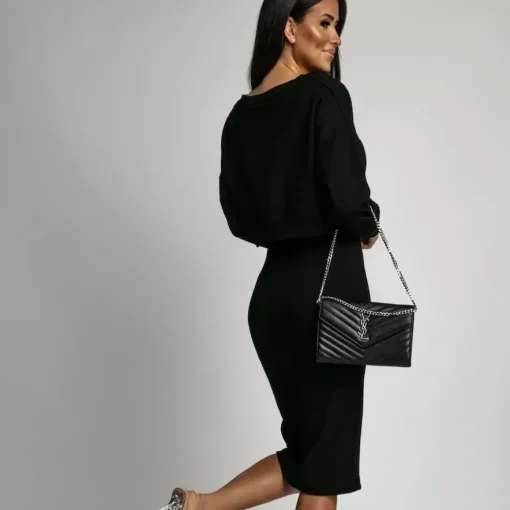 JEANS Pitkähihaiset Paidat | Midimekot>Fasardi Meli mekko ja paita -setti musta