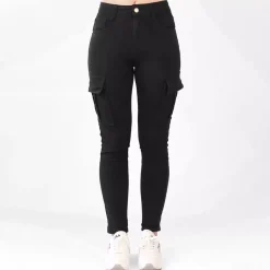 JEANS Farkut></noscript>Foly Rose Cargo stretchfarkut musta