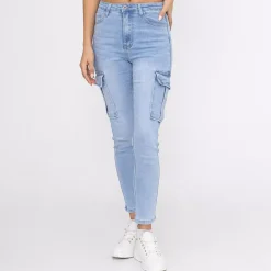 JEANS Farkut></noscript>Foly Rose Cargo stretchfarkut v.sininen