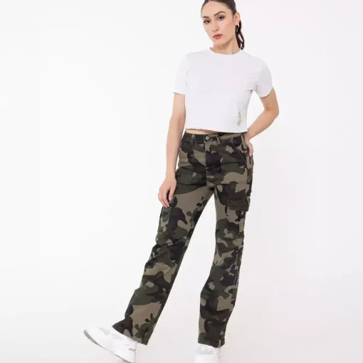 JEANS Farkut>Foly Rose Cargo stretchfarkut maastokuvio