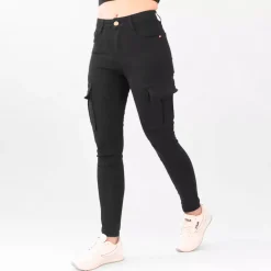 JEANS Farkut></noscript>Foly Rose Cargo stretchfarkut musta