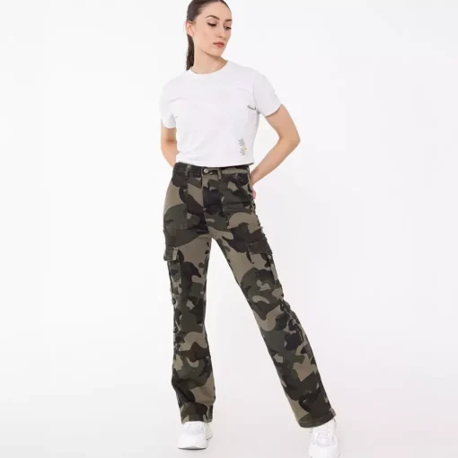JEANS Farkut>Foly Rose Cargo stretchfarkut maastokuvio