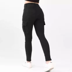 JEANS Farkut></noscript>Foly Rose Cargo stretchfarkut musta