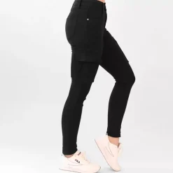 JEANS Farkut></noscript>Foly Rose Cargo stretchfarkut musta