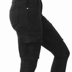 JEANS Farkut></noscript>Foly Rose Cargo stretchfarkut musta