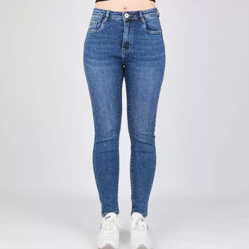 JEANS Farkut>Foly Rose stretchfarkut strasseilla sininen
