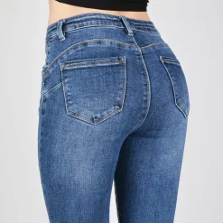 JEANS Farkut></noscript>Foly Rose stretchfarkut strasseilla sininen