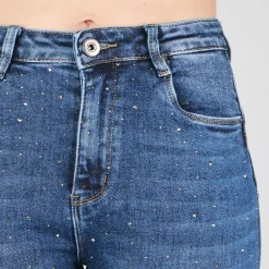 JEANS Farkut></noscript>Foly Rose stretchfarkut strasseilla sininen