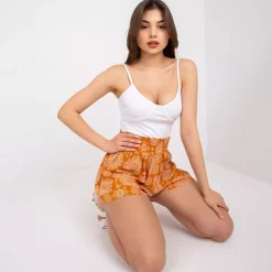 JEANS Shortsit Ja Caprit></noscript>Fresh Made Alewtina kukkakuvioiset shortsit oranssi