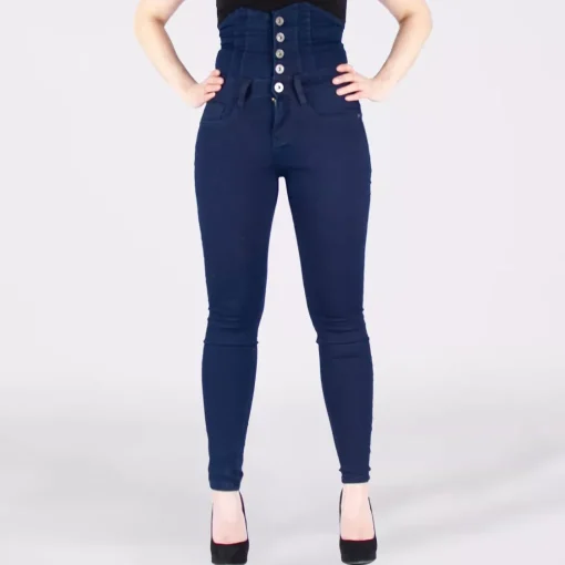 JEANS Farkut>Girl Vivi Buttoned high waist stretchfarkut t.sininen