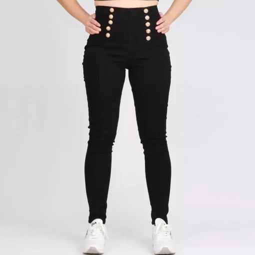 JEANS Farkut>Girl Vivi Buttons stretch-housut musta