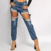 JEANS Farkut>Girl Vivi Mom Super Ripped farkut sininen