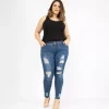 JEANS Farkut | Plus!>Girl Vivi revityt stretchfarkut sininen