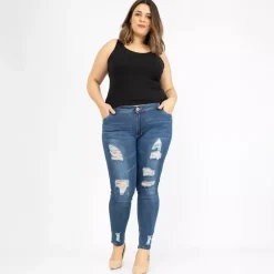JEANS Farkut | Plus!>Girl Vivi revityt stretchfarkut sininen