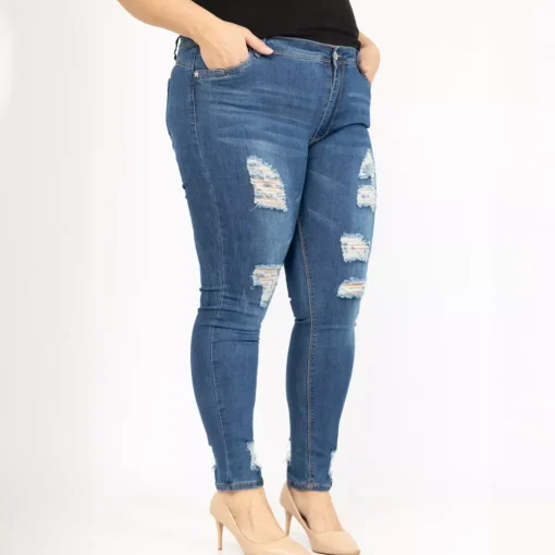 JEANS Farkut | Plus!>Girl Vivi revityt stretchfarkut sininen