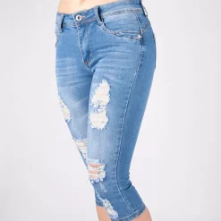 JEANS Shortsit Ja Caprit | Farkut></noscript>Girl Vivi Ripped farkkucaprit v.sininen