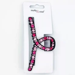 JEANS Hiustarvikkeet>Hainhammasklipsi strasseilla 11 cm musta/fuksia