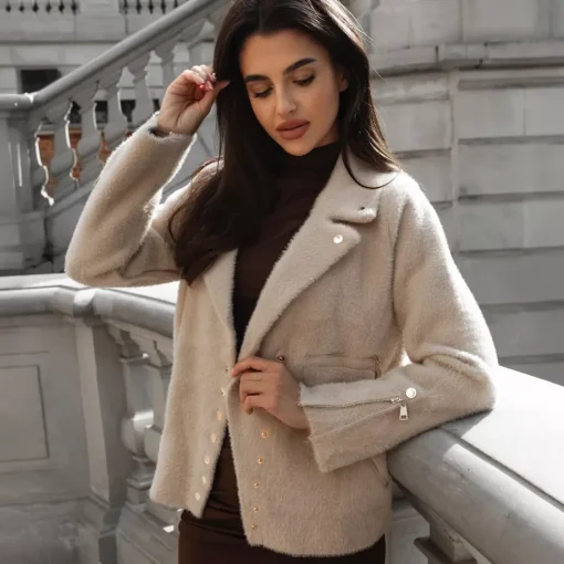 JEANS Takit>Hanoi Biker villaneuletakki beige