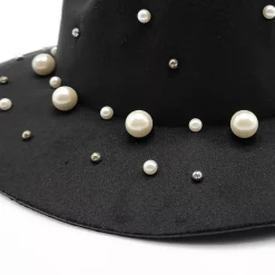 JEANS Villahuopahatut></noscript>Helmikoristeinen huopahattu musta