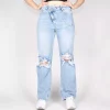 JEANS Farkut>i8DENIM revityt strechfarkut vaaleansininen