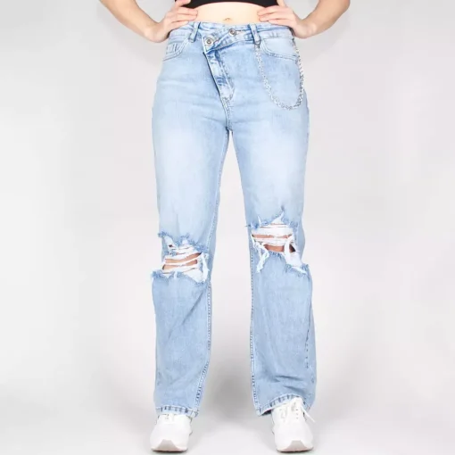 JEANS Farkut>i8DENIM revityt strechfarkut vaaleansininen
