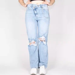 JEANS Farkut>i8DENIM revityt strechfarkut vaaleansininen
