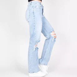 JEANS Farkut></noscript>i8DENIM revityt strechfarkut vaaleansininen