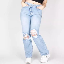 JEANS Farkut></noscript>i8DENIM revityt strechfarkut vaaleansininen