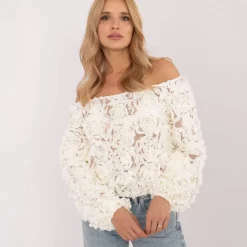JEANS Pitkähihaiset Paidat>Italy Fashion 3D applikoitu paita l.valkoinen