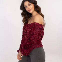 JEANS Pitkähihaiset Paidat>Italy Fashion 3D applikoitu paita burgundi