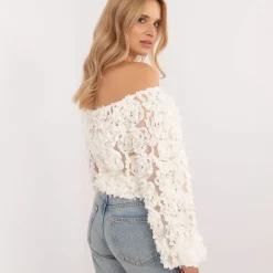 JEANS Pitkähihaiset Paidat>Italy Fashion 3D applikoitu paita l.valkoinen