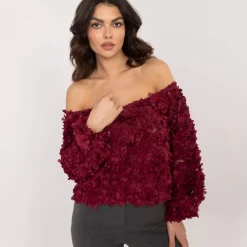 JEANS Pitkähihaiset Paidat>Italy Fashion 3D applikoitu paita burgundi